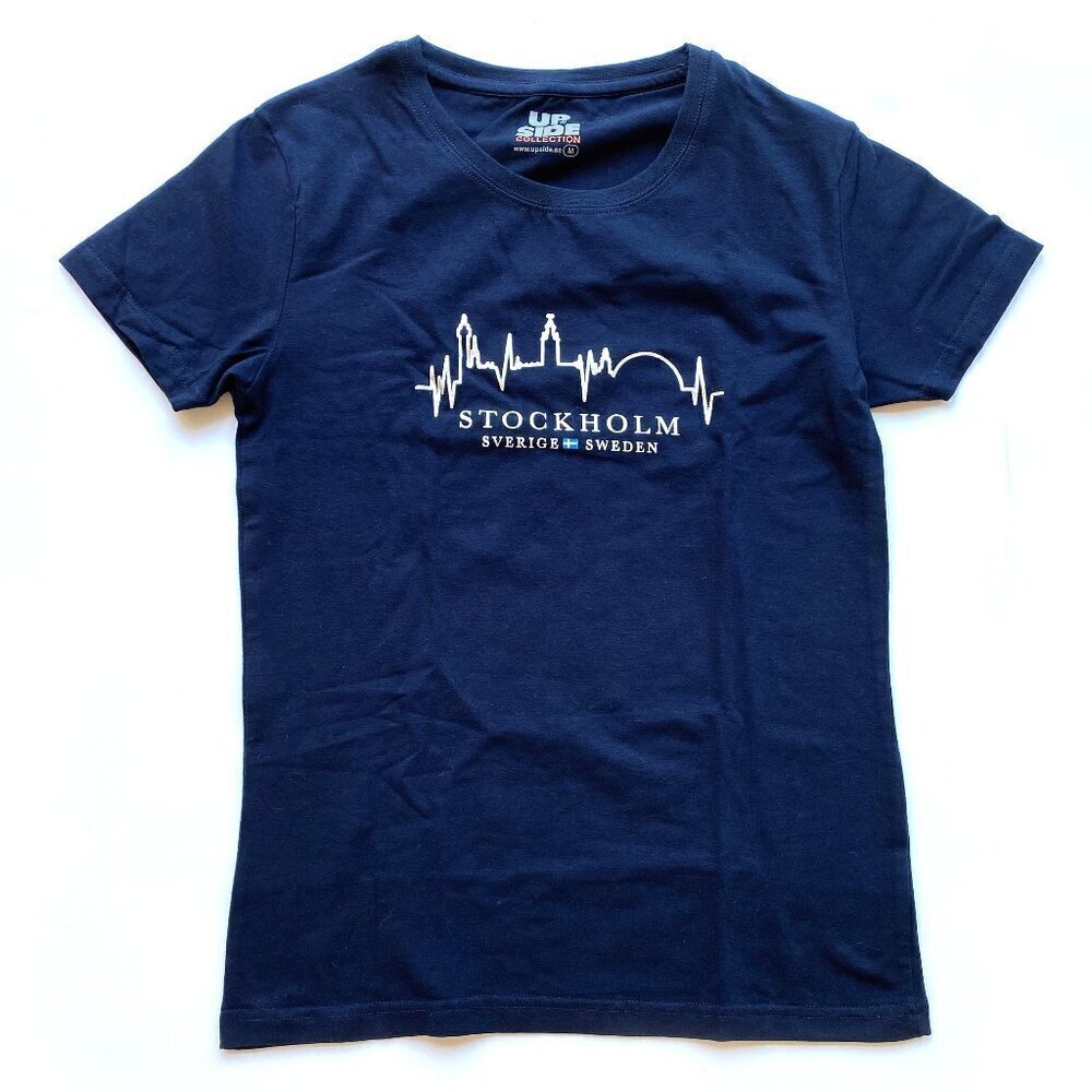 NEW Stockholm Sweden Silver Graphic Souvenir Tee M